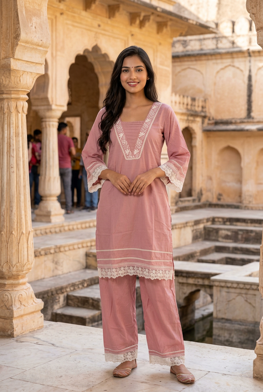 Mouve Modal Chikankari Co-ord Set