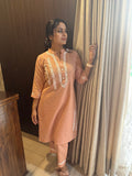Linen Cotton Mauve Chikankari CO-Ord Set