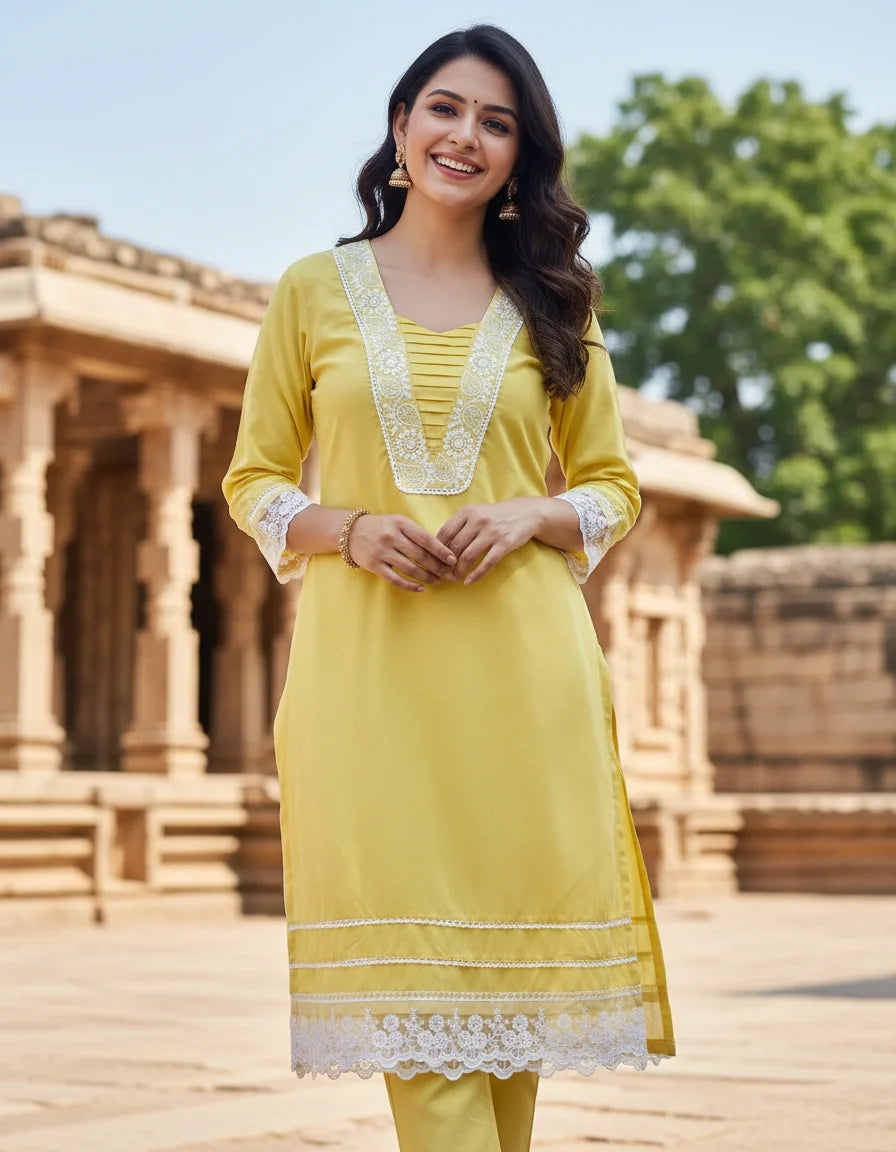 Yellow Modal Chikankari CO-ORD Set