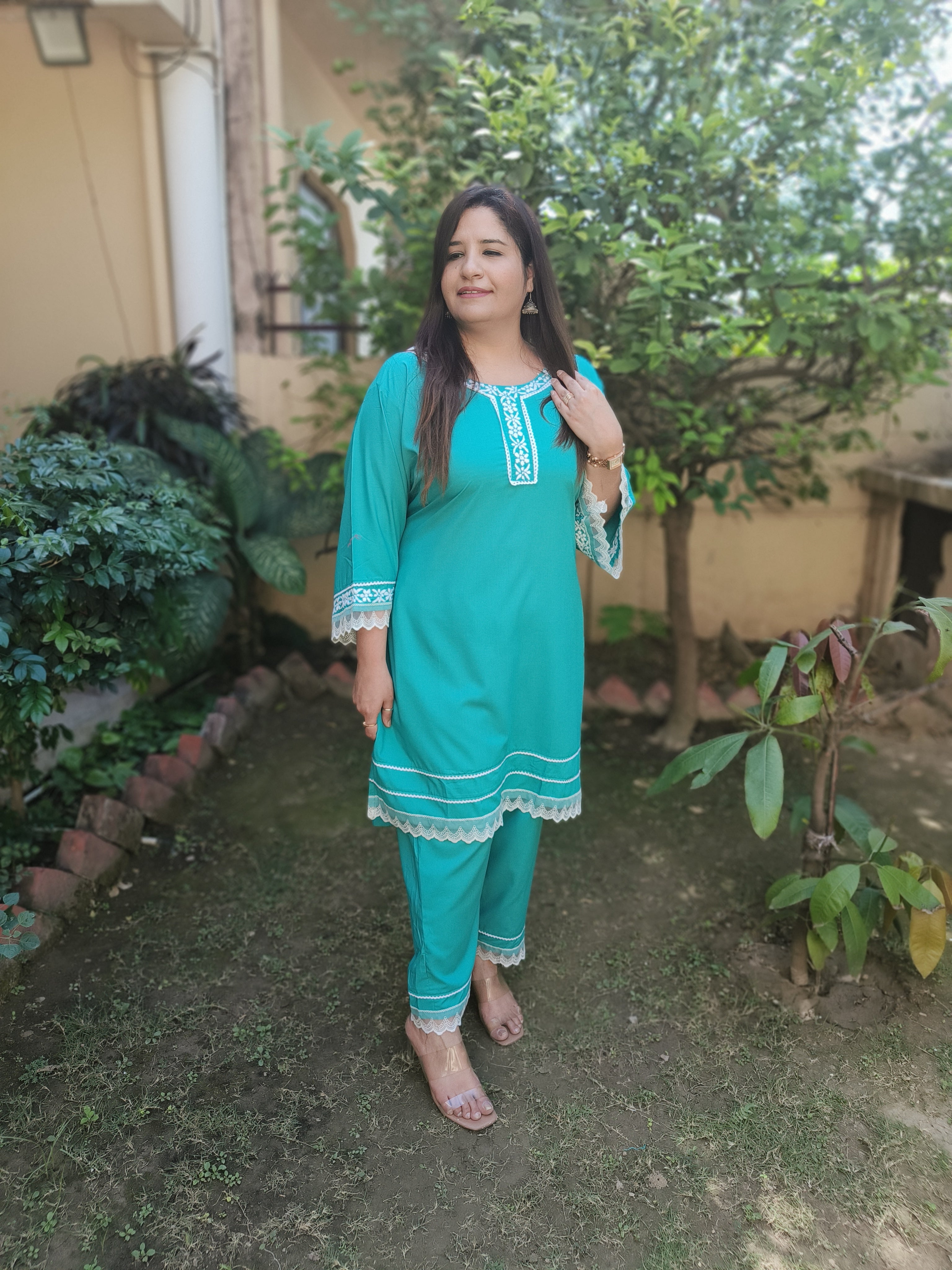 Sea Green Modal Chikankari CO-ORD Set