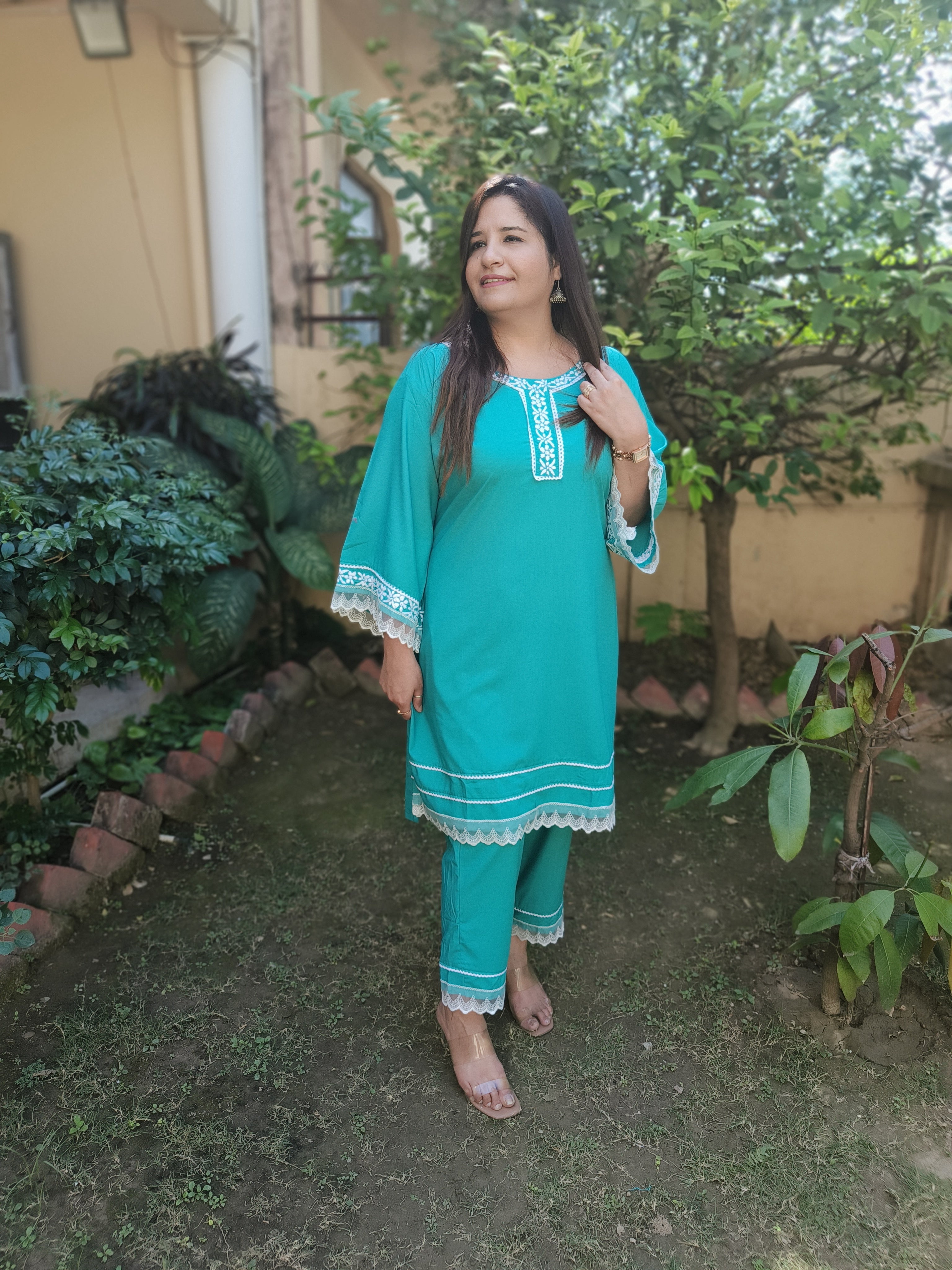 Sea Green Modal Chikankari CO-ORD Set