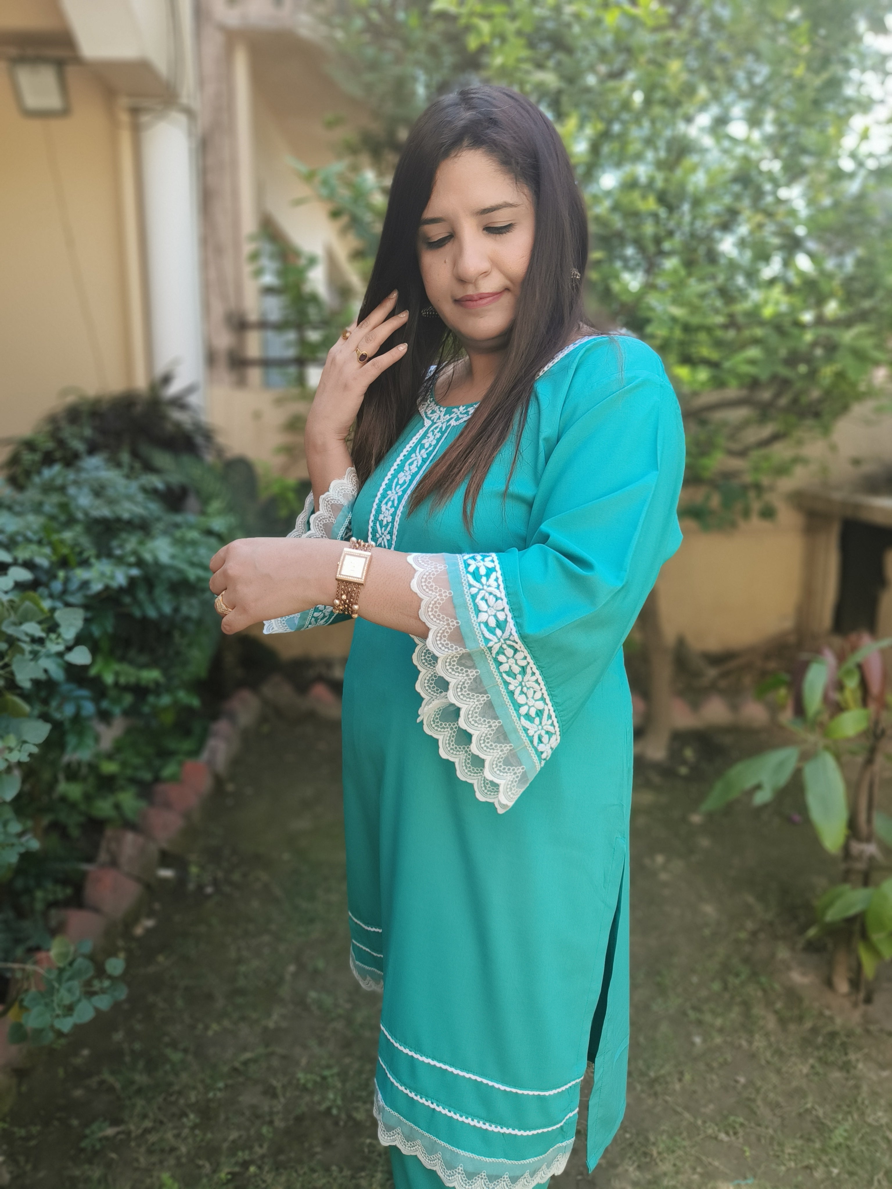 Sea Green Modal Chikankari CO-ORD Set