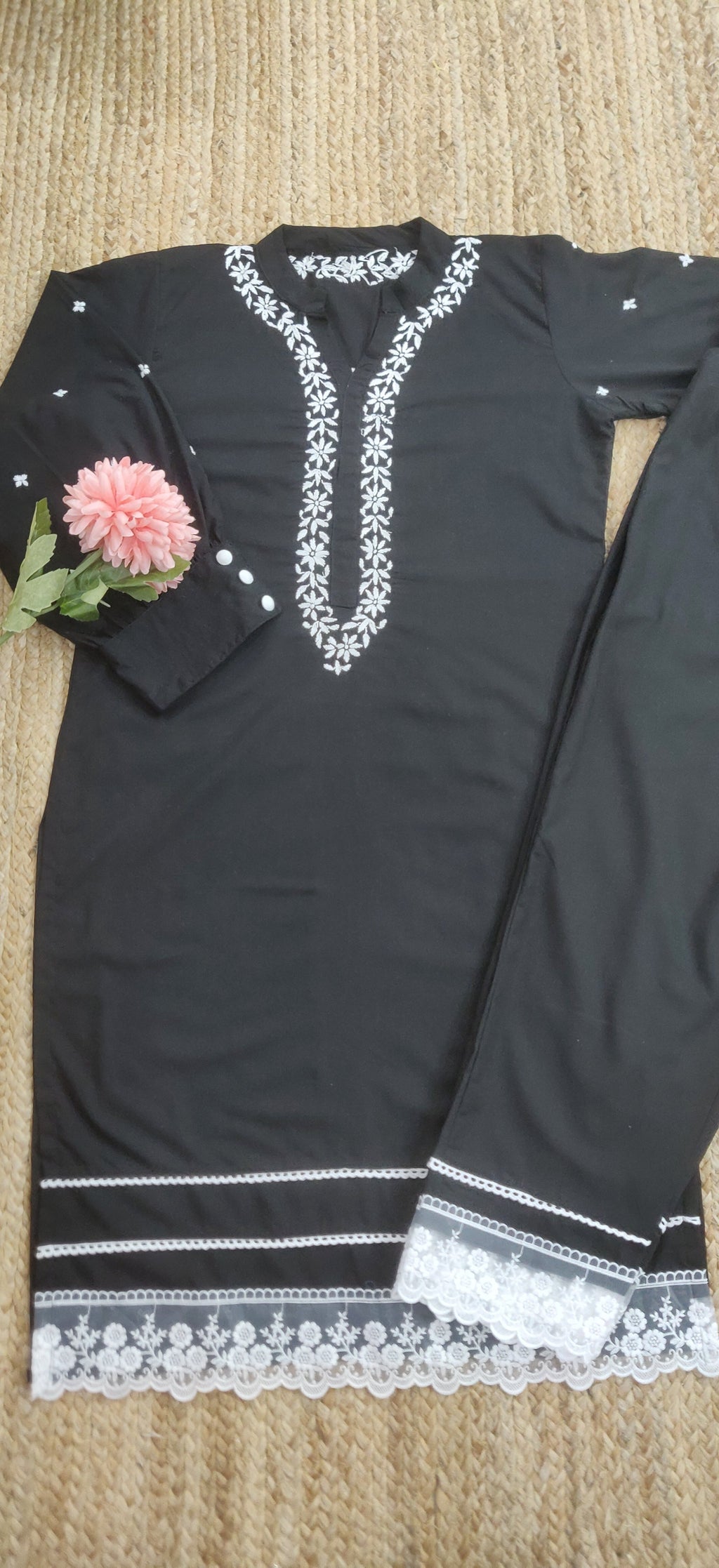 Black Reyon Chikankari CO- Ord Set