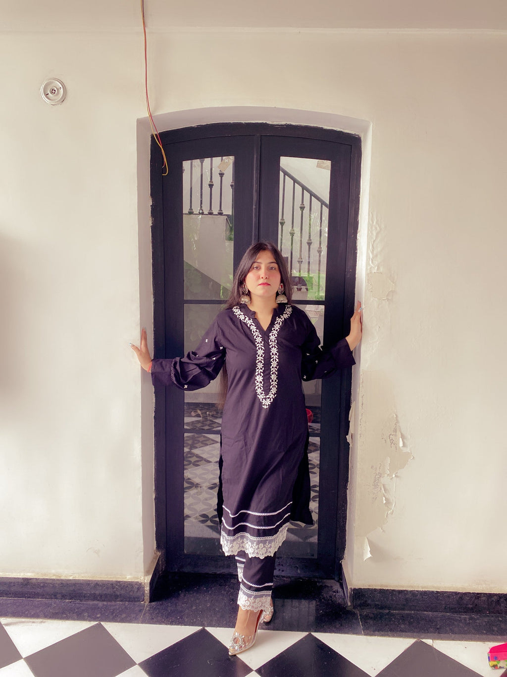 Black Reyon Chikankari CO- Ord Set