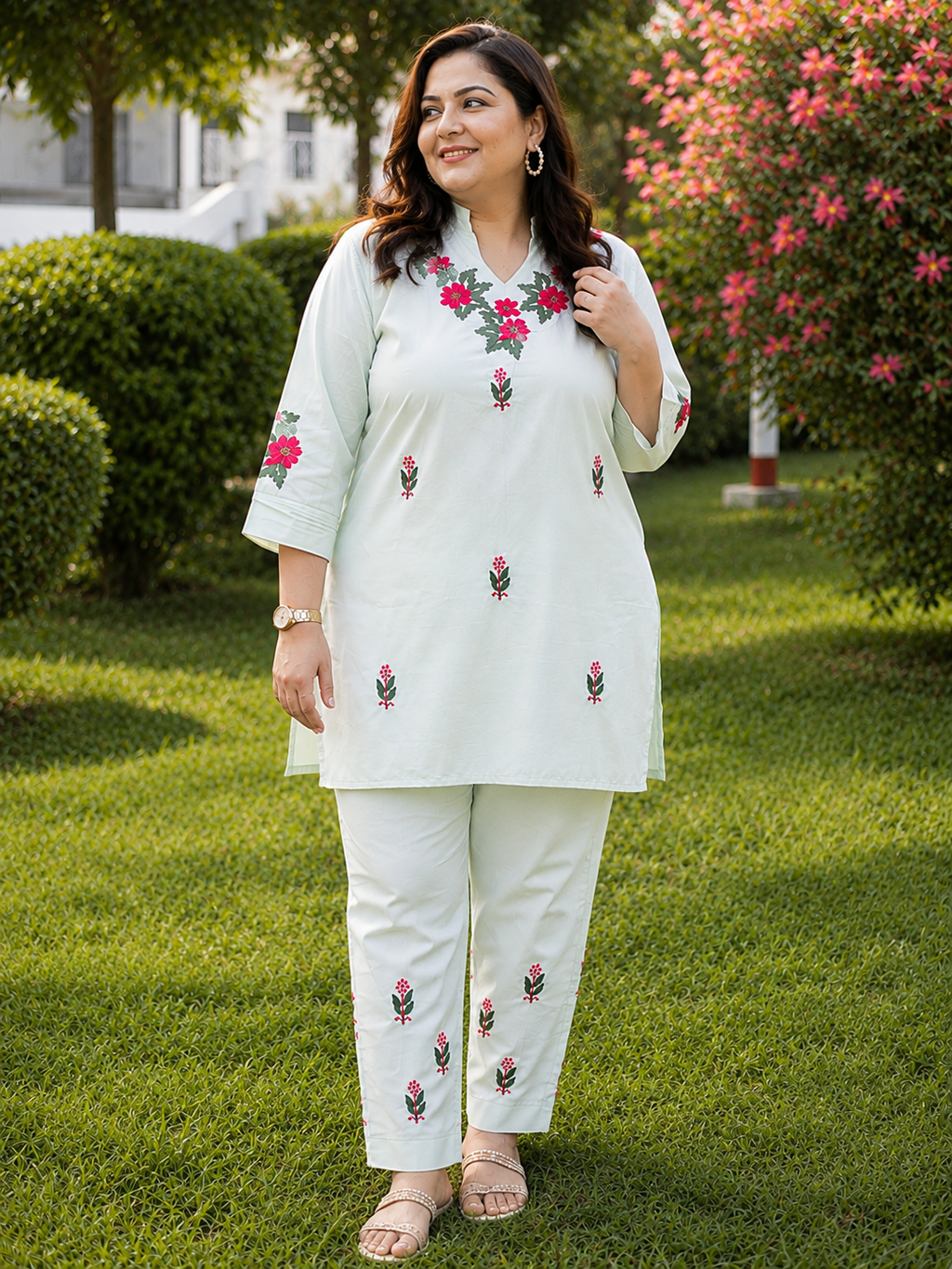 Pista Green Chikankari Co-Ord Set