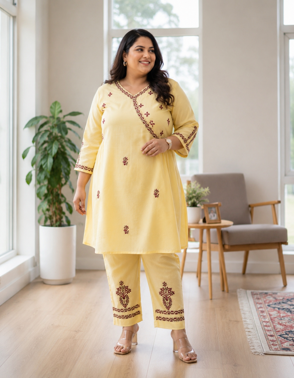 Light yellow Chikankari Co-Ord Set