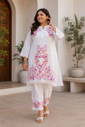 White Chanderi Chikankari Co-ord Set