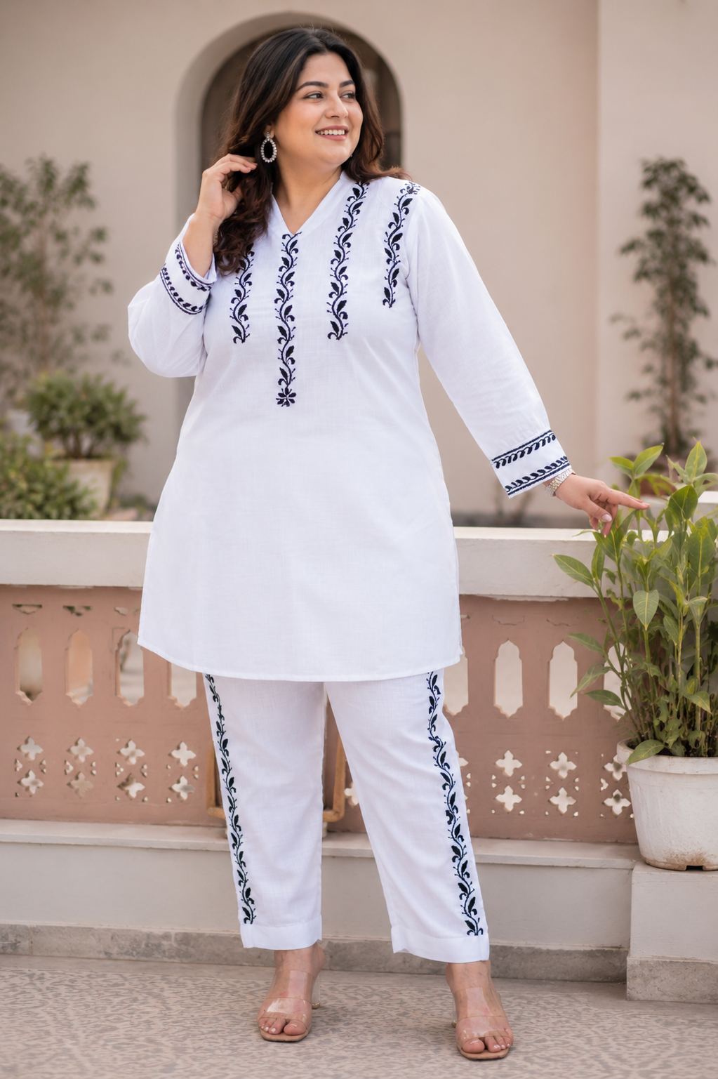 White Chikankari Co-Ord Set