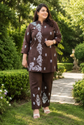 Dark Brown Chikankari Co-Ord Set