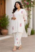 White Chanderi Chikankari Co-ord Set